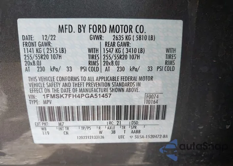 2023 Ford Explorer Limited from USA, damaged, VIN 1FMSK7FH4PGA51457